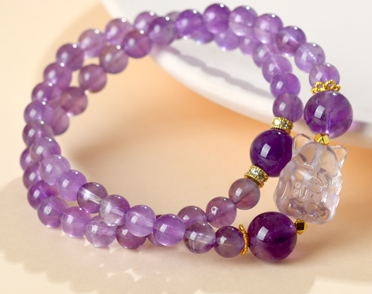アメジスト 九尾狐 2 連ブレスレット